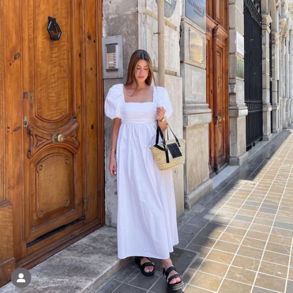 ZARA WOMAN NWT BLOGGERS FAVORITE WHITE DRAPED POPLIN DRESS SIZE LARGE - Picture 1 of 15